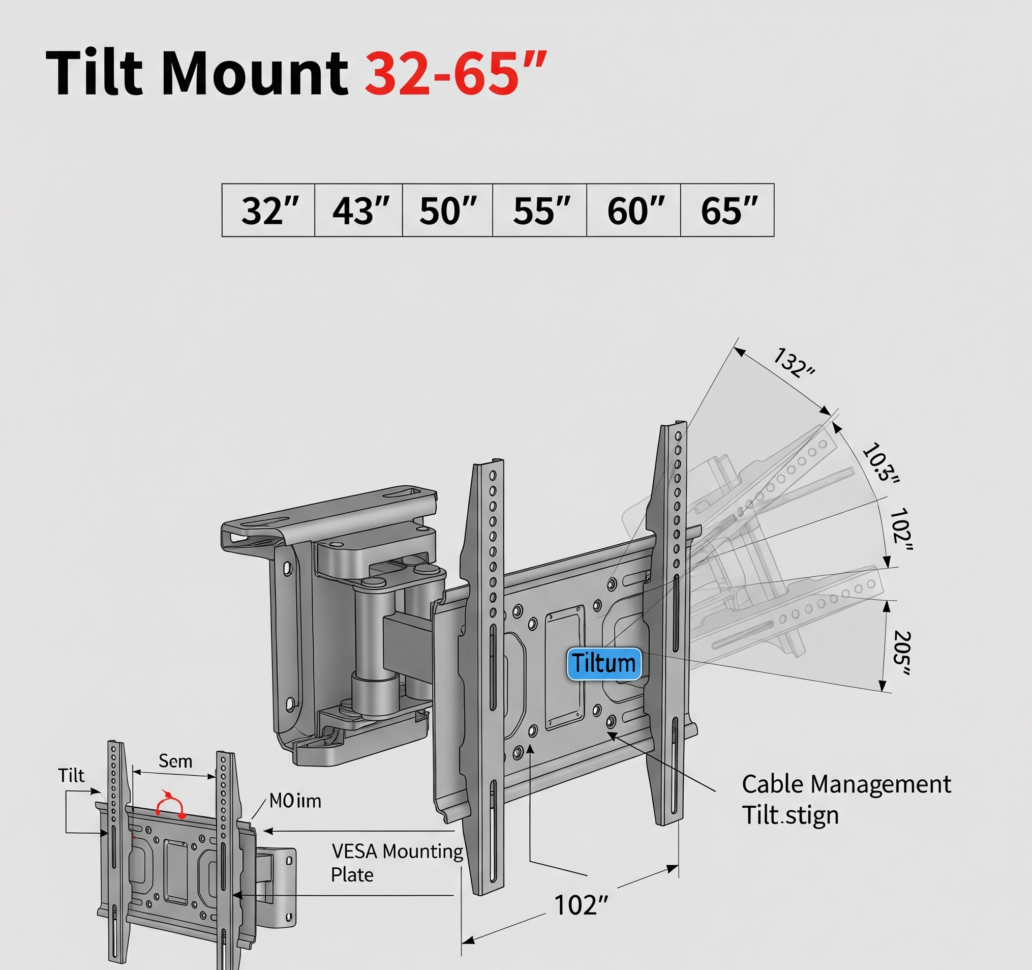 Tilt Mount for 32-65 inch TVs
